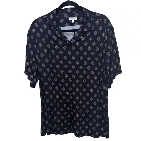 Reiss Joss Medallion Printed Cuban Collar Shirt XXL NWT - Picture 2 of 9